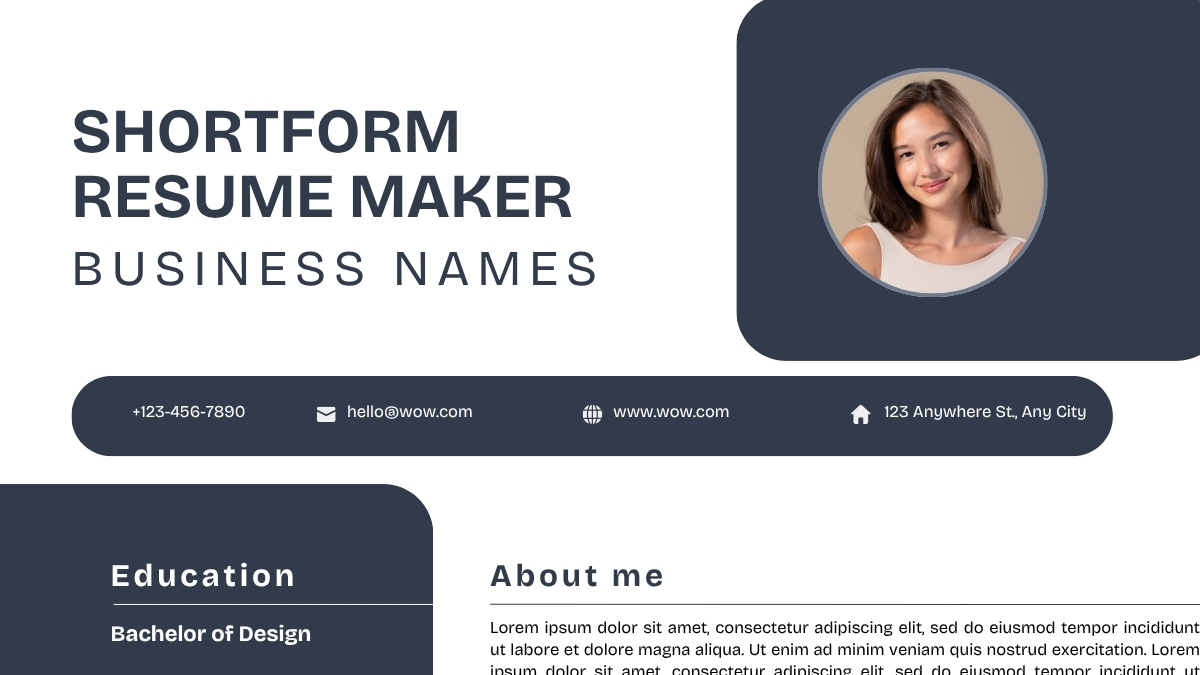 Shortform Resume Maker Business Names